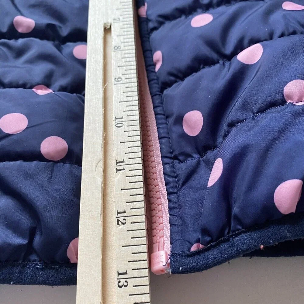 Carter's puffer pink polka‎ dot snow jacket hood zip toddler baby girl size 12 M
